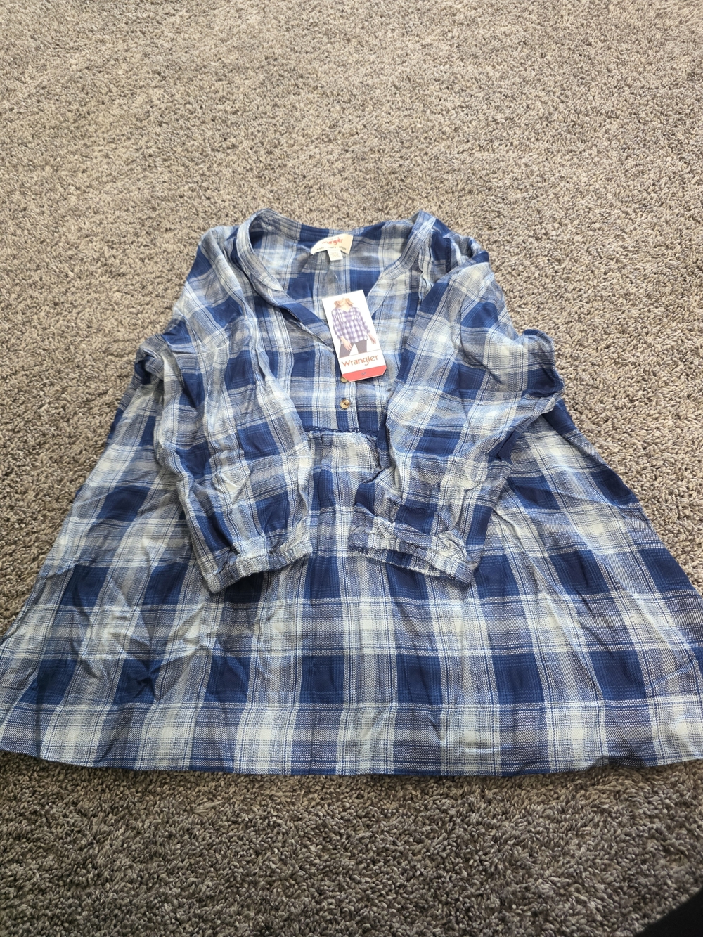 Wrangler Blue Plaid Peasant Tunic